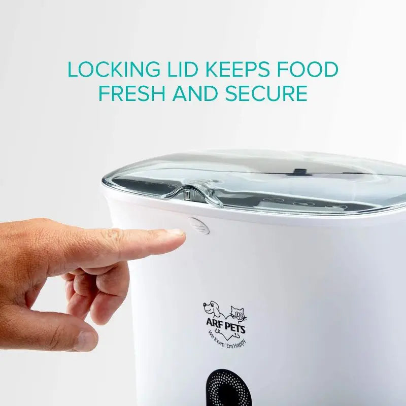 Automatic Pet Feeder for Dogs Cats Programmable 4 Meals Voice Recording Portion Control Lockable Lid Dishwasher Safe