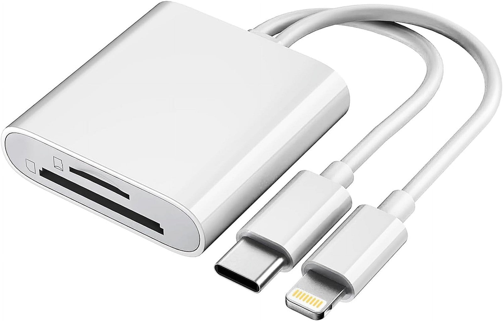 Sd Card Reader for Iphone Ipad Camera,Dual Card Slot Memory Card Reader Supports