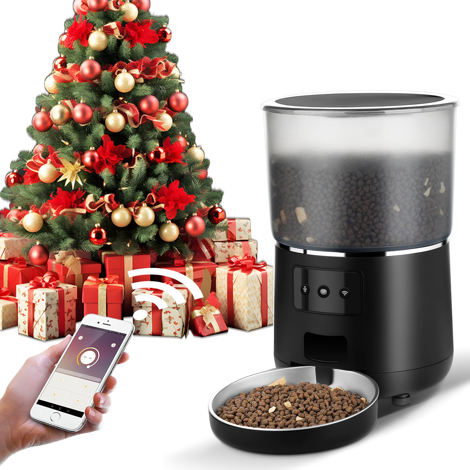 Automatic Cat Feeders Wifi 4L Timed Large Capacity Auto Dog Food Dispenser