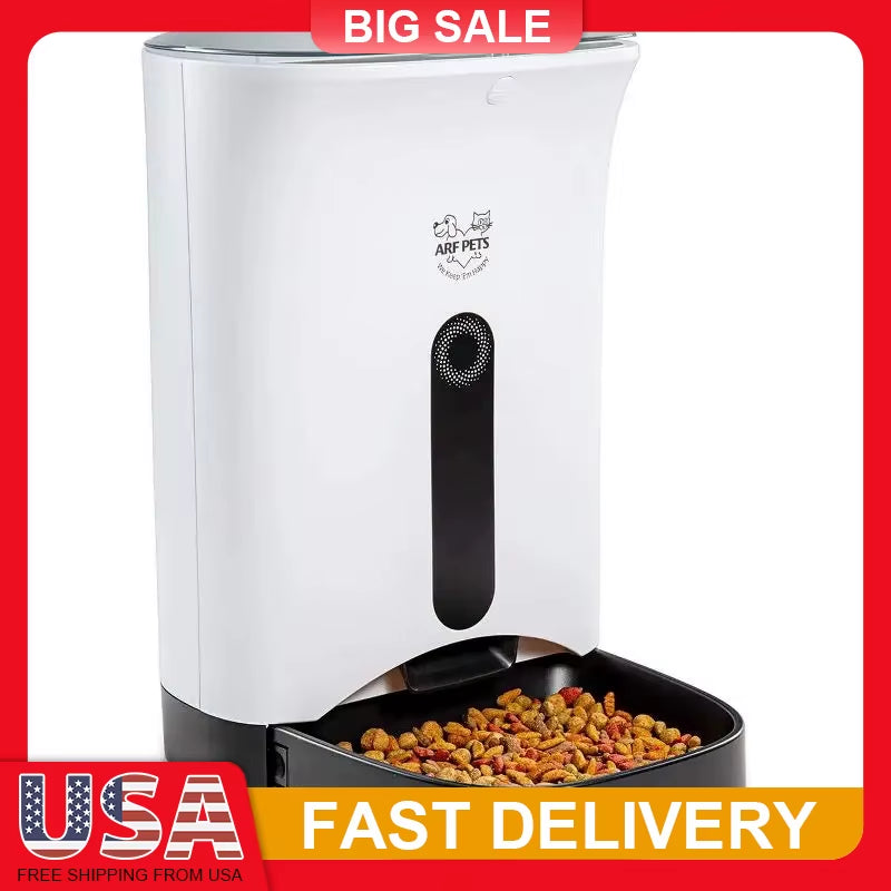 Automatic Pet Feeder for Dogs Cats Programmable 4 Meals Voice Recording Portion Control Lockable Lid Dishwasher Safe